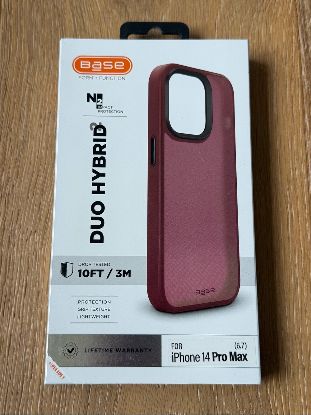 New Base Duo Hybrid iPhone 14 Pro Max Case - Burgundy red pink case